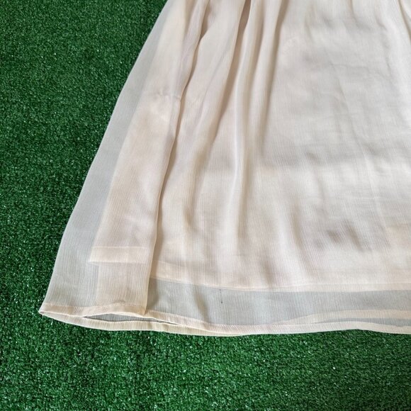 Mudd Babydoll Mini Dress Fairycore Chiffon Laces Beige Sleeveless Size M 90s Y2K - Picture 9 of 10